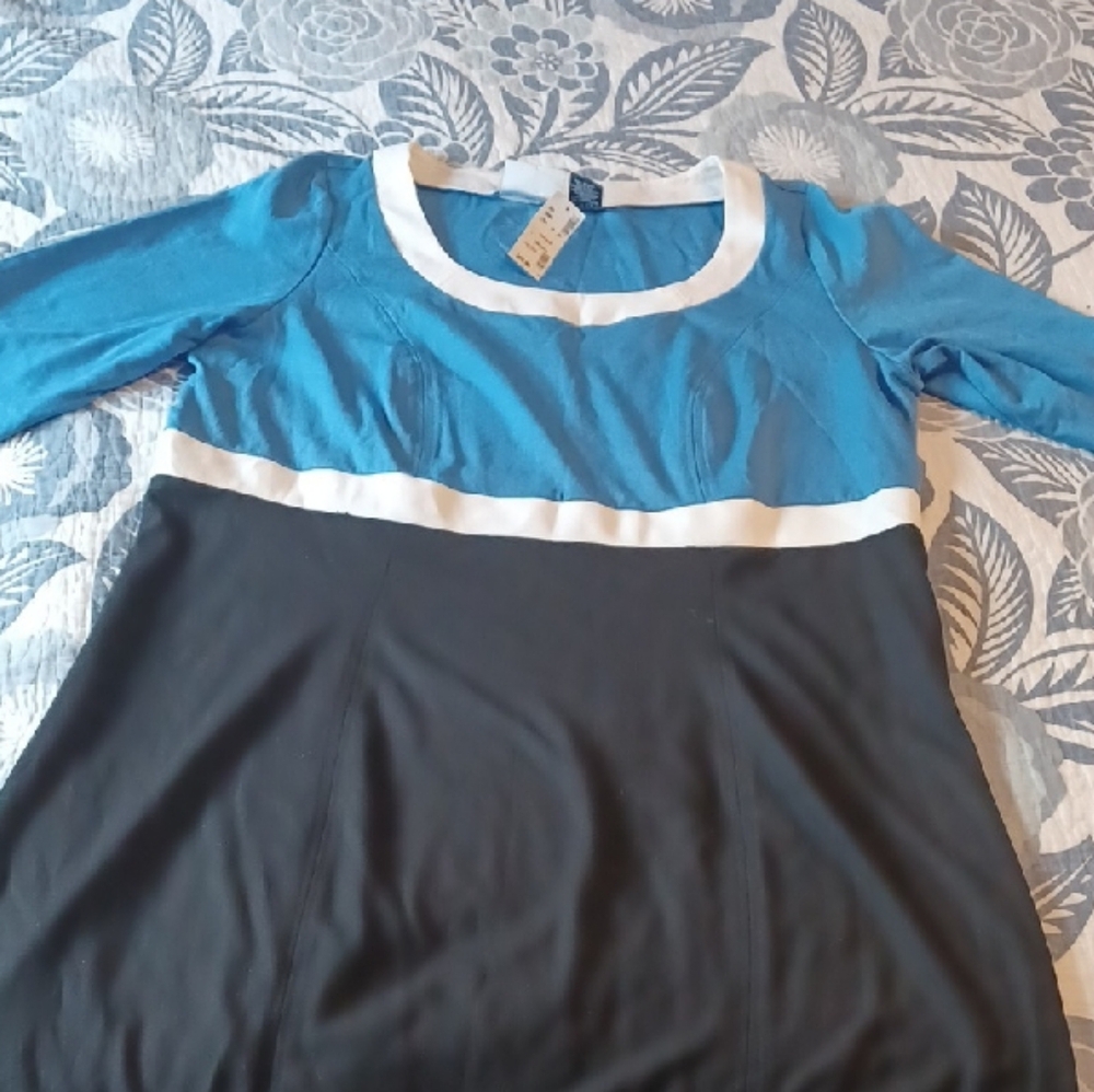 Avenue Blue and Black Dress Y2K Vintage Womens 18/20W Curve Appeal NWT Office